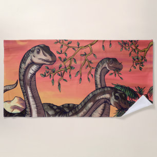 Dinosaurs at Dusk Beach Towel