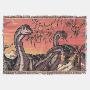 Dinosaurs at Dusk Throw Blanket