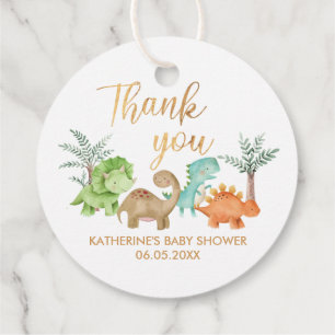 Dinosaurs Baby Shower Circle Favour Tags