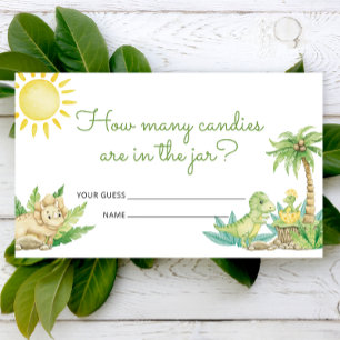 Dinosaurs Baby Shower Guess How Many Candies Enclosure Card