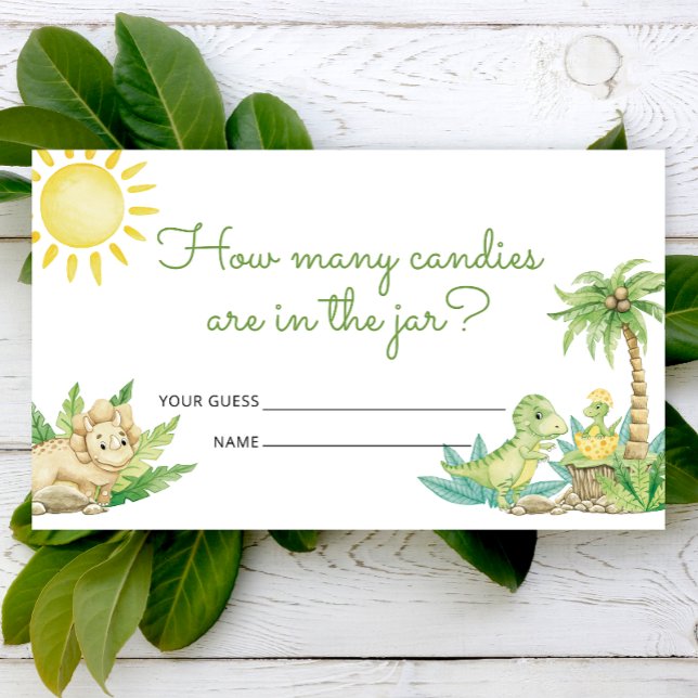 Dinosaurs Baby Shower Guess How Many Candies Enclosure Card (Creator Uploaded)