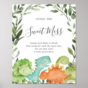 Dinosaurs Baby Shower Guess The Sweet Mess Sign