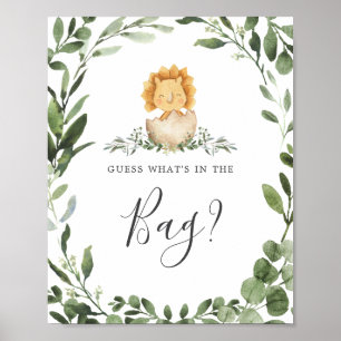 Dinosaurs Baby Shower Guess What's in the Bag Game Poster