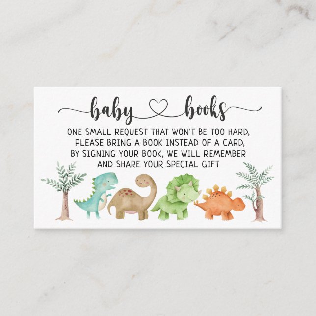Dinosaurs Baby Shower I Birthday Book request Enclosure Card (Front)