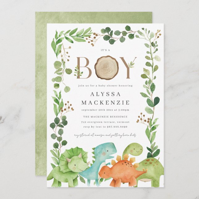 Dinosaurs Baby Shower Invitation (Front/Back)