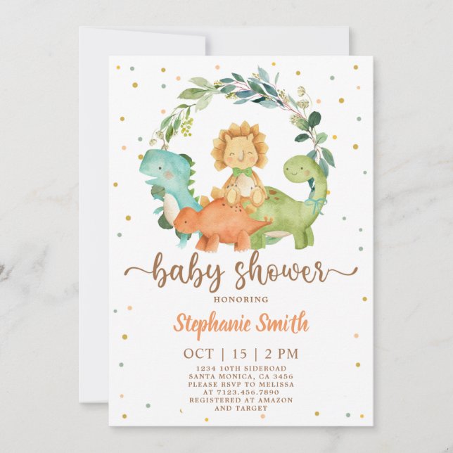 Dinosaurs Baby Shower Invitation (Front)