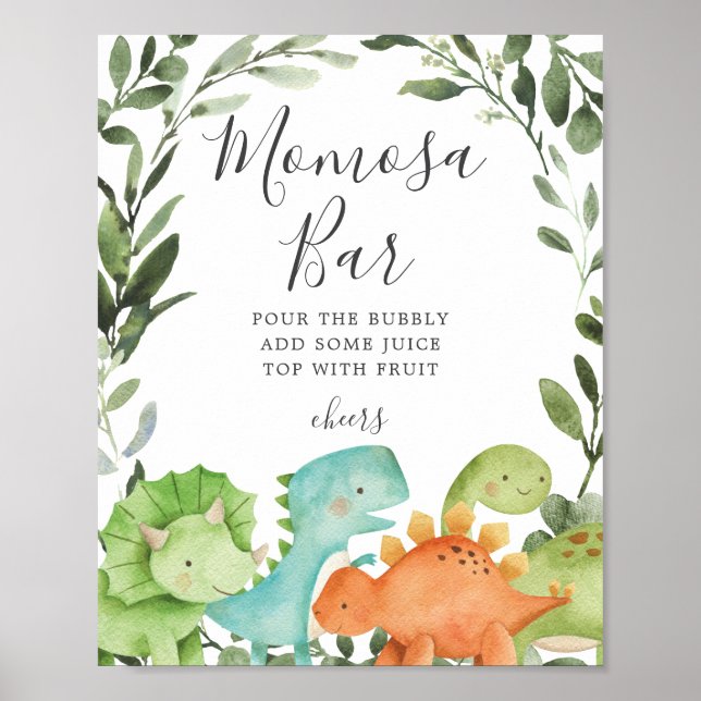 Dinosaurs Baby Shower Mimosa Bar Sign (Front)