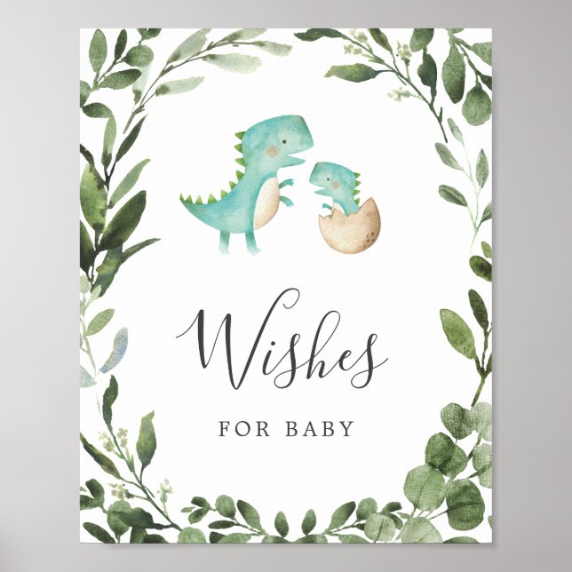 Dinosaurs Baby Shower Wishes For Baby Sign (Front)