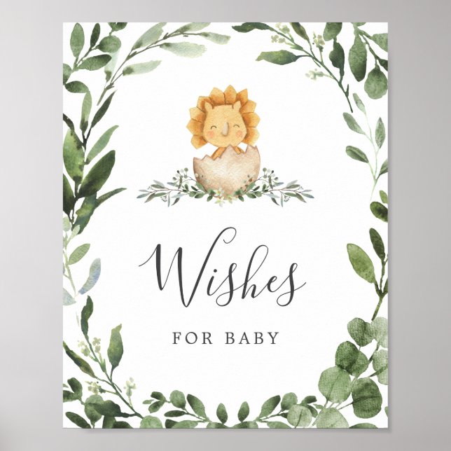 Dinosaurs Baby Shower Wishes For Baby Sign (Front)