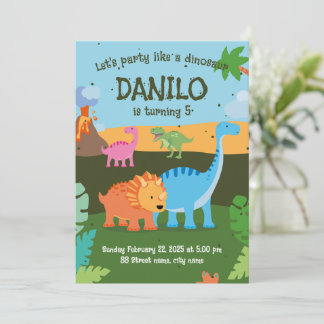 Dinosaurs birthday party invitation