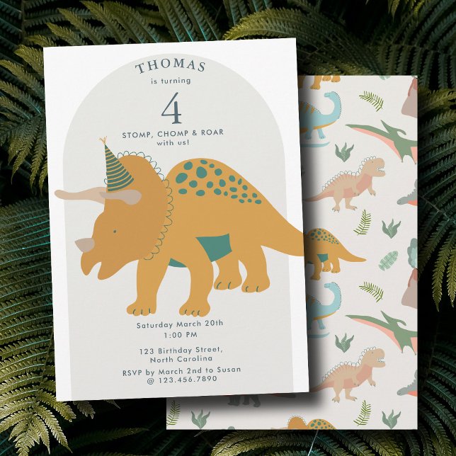 Dinosaurs Boho Prehistoric Party Animals Birthday Invitation (Dinosaurs Boho Prehistoric Party Animals Birthday Invitation)