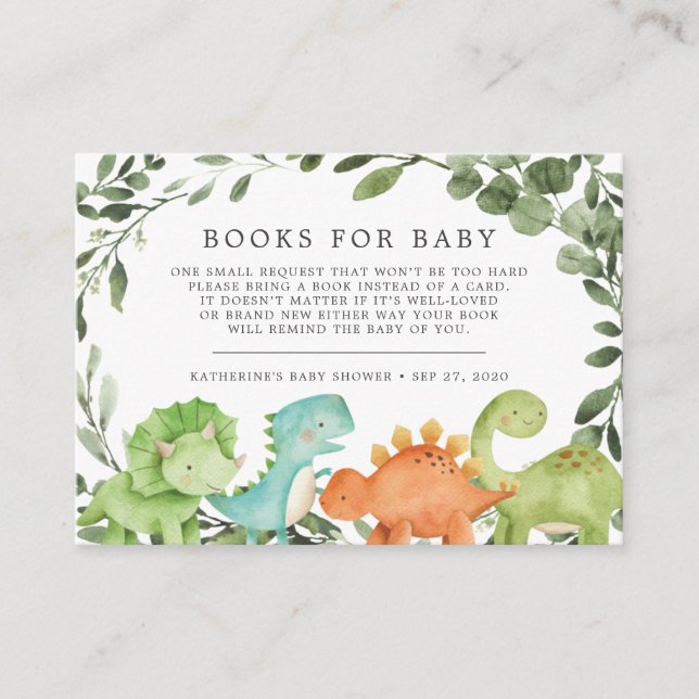 Dinosaurs Books For Baby Baby Shower Card (Front)