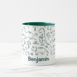 Dinosaurs Boy Name Dino Cute Jungle Green Mug