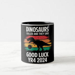 Dinosaurs Called Funny Asteroid 2024 YR4 Two-Tone Coffee Mug