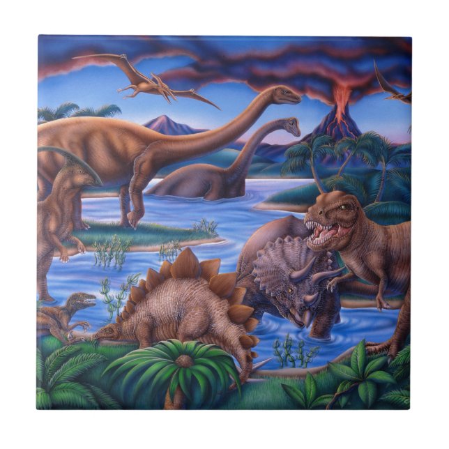 Dinosaurs Ceramic Tile (Front)