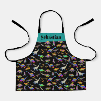 Dinosaurs Colourful Pattern Kids Name Apron