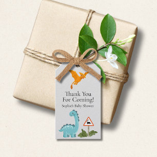 Dinosaurs Crossing Footprint Baby Shower Gift Tags