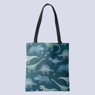 Dinosaurs Dark Green Tote Bag