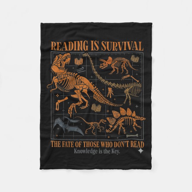 Dinosaurs didn't read funny teacher gift classroom fleece blanket (Front)