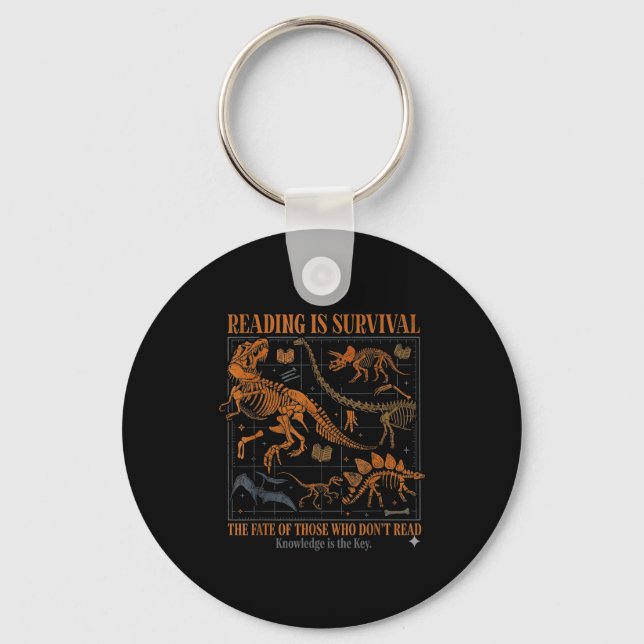 Dinosaurs didn't read funny teacher gift classroom key ring (Front)