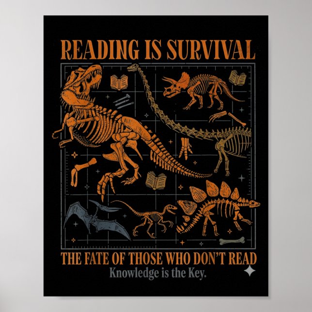 Dinosaurs didn't read funny teacher gift classroom poster (Front)