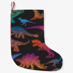 Dinosaurs emoji, prehistoric animals background. small christmas stocking