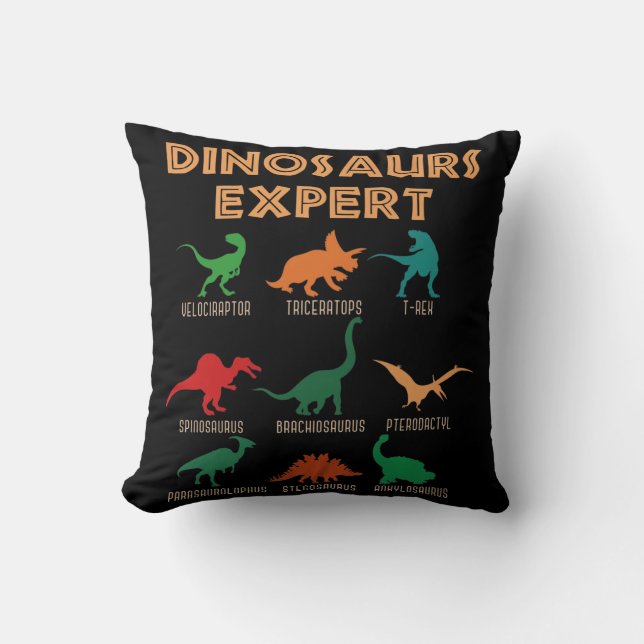 Dinosaurs Expert Boys Girls Dino T-rex Spinosaurus Cushion (Front)