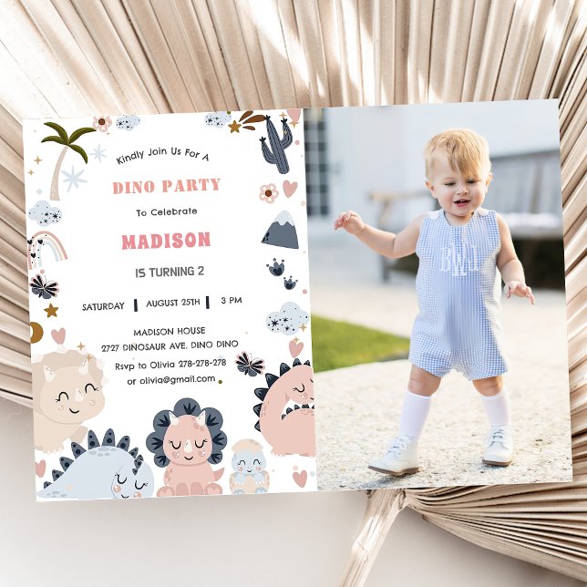  Dinosaurs First Birthday Dino Party Invitation (Creator Uploaded)