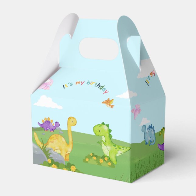 Dinosaur's garden/Dino garden birthday party  Favour Box (Front Side)