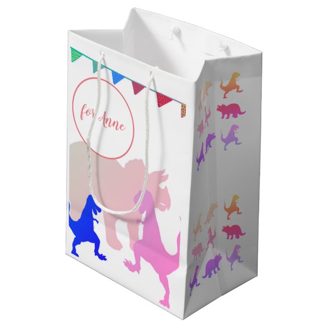 Dinosaurs Girl Boy  party Flags Custom Medium Gift Bag (Back Angled)
