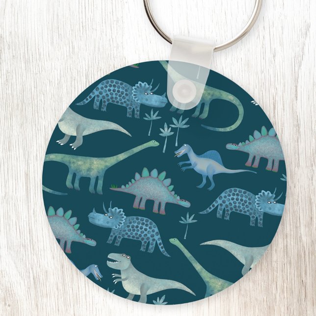 Dinosaurs Green Key Ring (Dinosaur pattern keyring keychain)