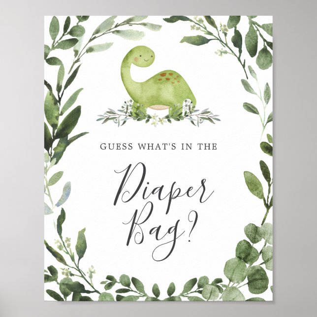 Dinosaurs Guess What's in the Diaper Bag Sign (Front)