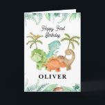 Dinosaurs Happy 1st Birthday Greeting Card<br><div class="desc">Dinosaurs Happy 1st Birthday Greeting Card</div>