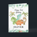 Dinosaurs Happy 1st Birthday Greeting Card<br><div class="desc">Dinosaurs Happy 1st Birthday Greeting Card</div>