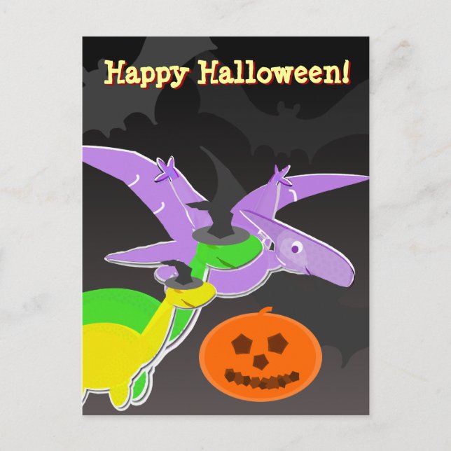Dinosaurs Happy Halloween Postcard (Front)