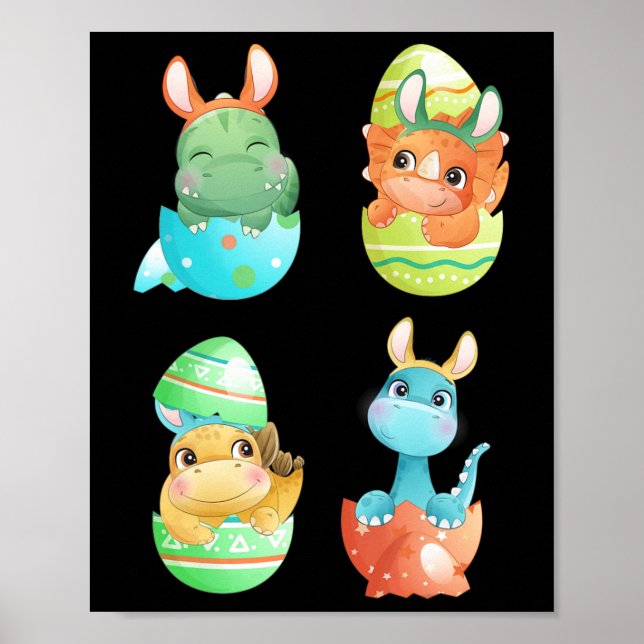Dinosaurs Hatch Out Of Easter Eggs  Poster (Front)