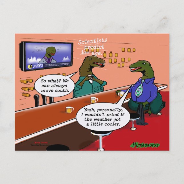 Dinosaurs in a Bar Postcard (Front)