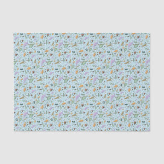Dinosaurs in Blue Tissue Paper