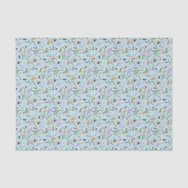 Dinosaurs in Blue Tissue Paper (Front)