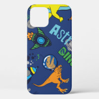 Dinosaurs in space hand drawn colour vintage seaml