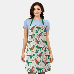 Dinosaurs in Sweaters Christmas Pattern Apron