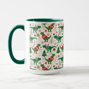 Dinosaurs in Sweaters Christmas Pattern Mug