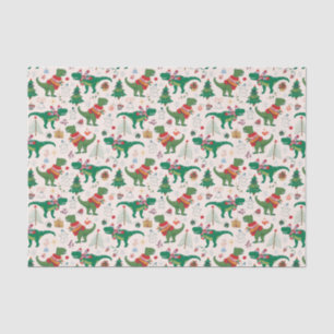 Dinosaurs in Sweaters Christmas Pattern Tissue Paper