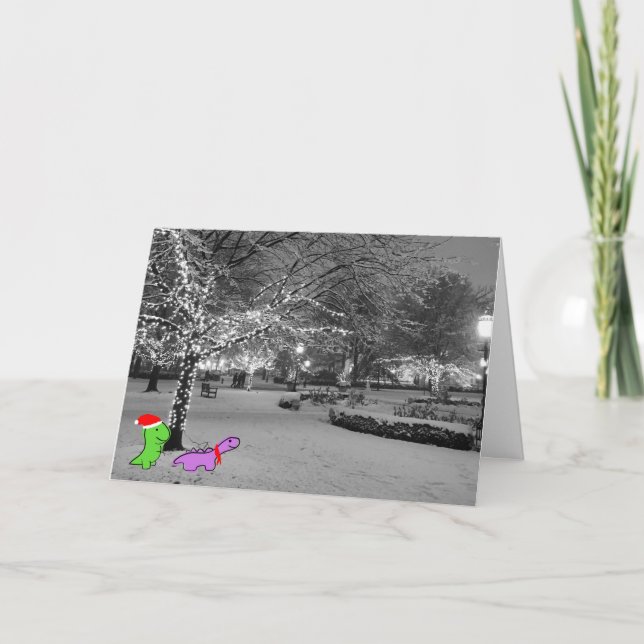 Dinosaurs in the snow, University of Chicago Holiday Card (Front)