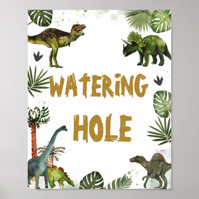 Dinosaurs Jurassic Birthday Party Watering Hole  Poster (Front)