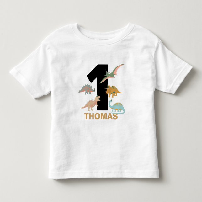 Dinosaurs Kids Hand Drawn Boho Dinosaur Birthday Toddler T-Shirt (Front)