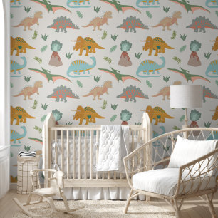 Dinosaurs Kids Hand Drawn Boho Dinosaur Pattern Wallpaper