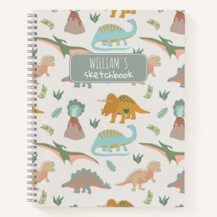 Dinosaurs Kids Hand Drawn Boho Dinosaur Sketchbook Notebook