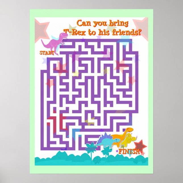 Dinosaurs Labyrinth Puzzle Game Poster (Front)