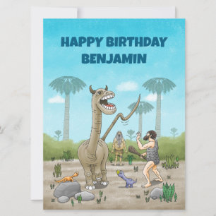 Dinosaurs meet the Stone Age Card